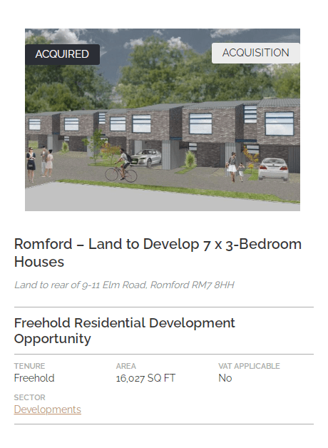 COMPLETED SALE - Land to the rear of 9-11 Elm Road, Romford RM7 8HH