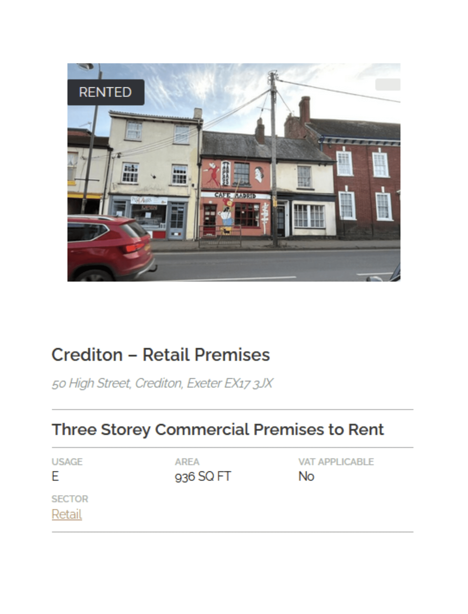 COMPLETED LEASE - 50 High Street, Crediton, Exeter EX17 3JX
