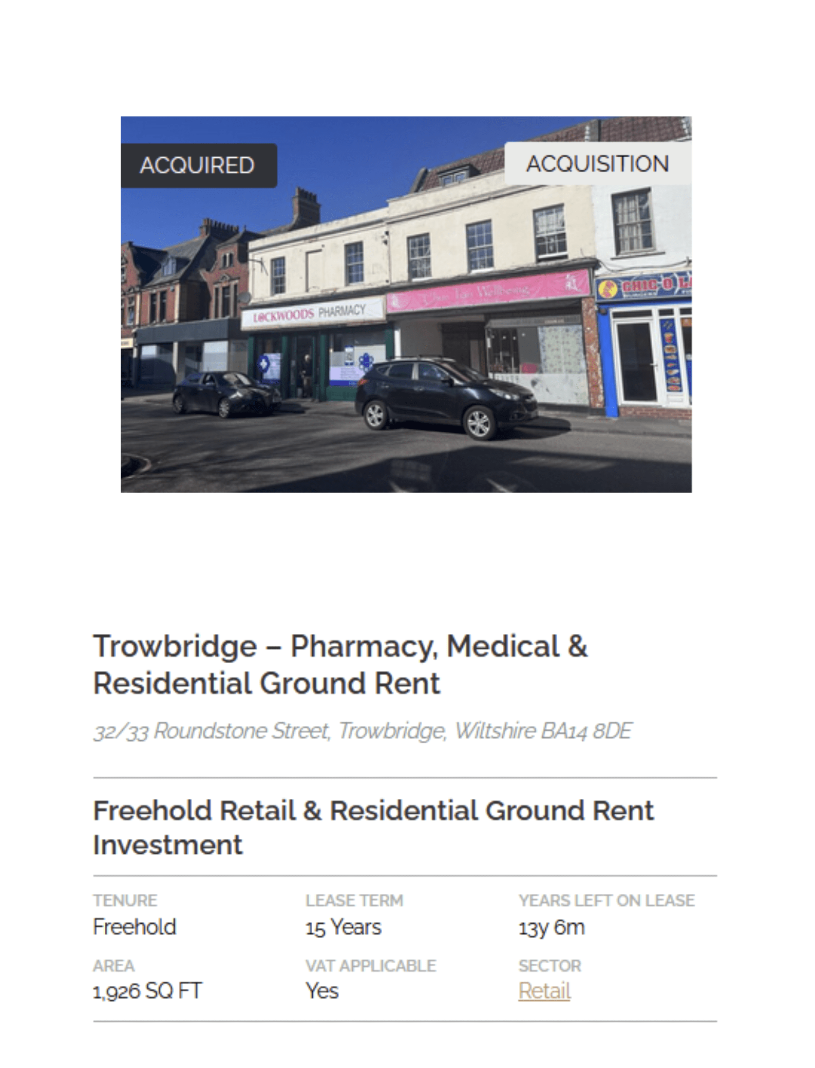 COMPLETED SALE - 32-33 Roundstone Street, Trowbridge, BA14 8DE