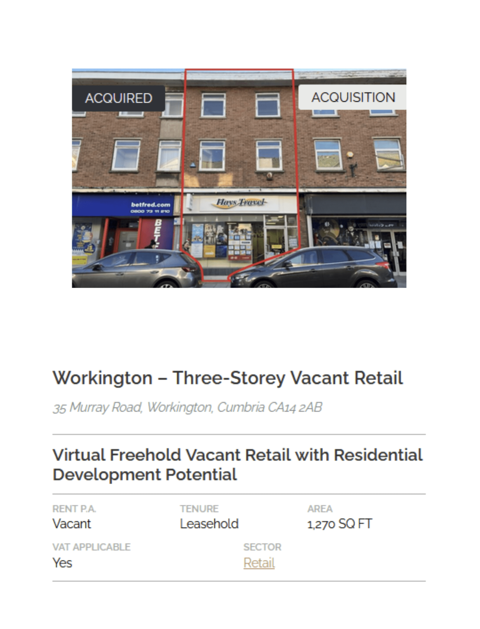 COMPLETED SALE - 35 Murray Road, Workington, Cumbria, CA14 2AB