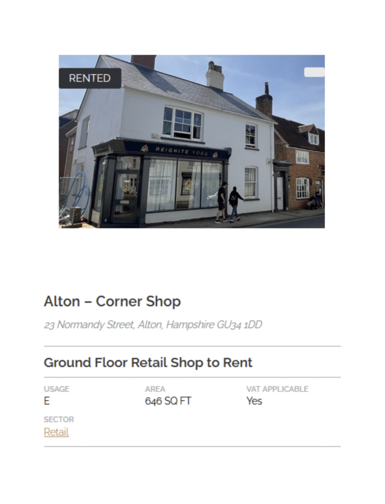 COMPLETED LEASE – 23 Normandy Street, Alton, Hampshire GU34 1DD